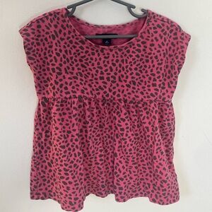 GAP Girls Pink and Black Leopard Print Tee